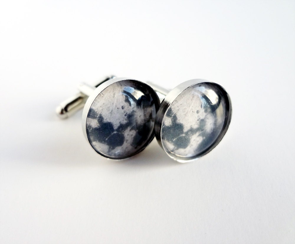Full Moon Silver Cufflinks Accessories for Men