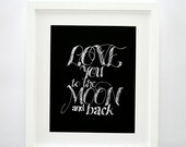 LOVE you to the MOON and BACK- Chalkboard Inspired, Baby Nursery Wall Art, Baby Shower Gift 8x10