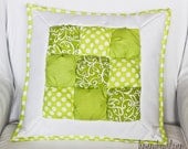 Sale--Puff Pillow in Lime with binding--READY TO SHIP