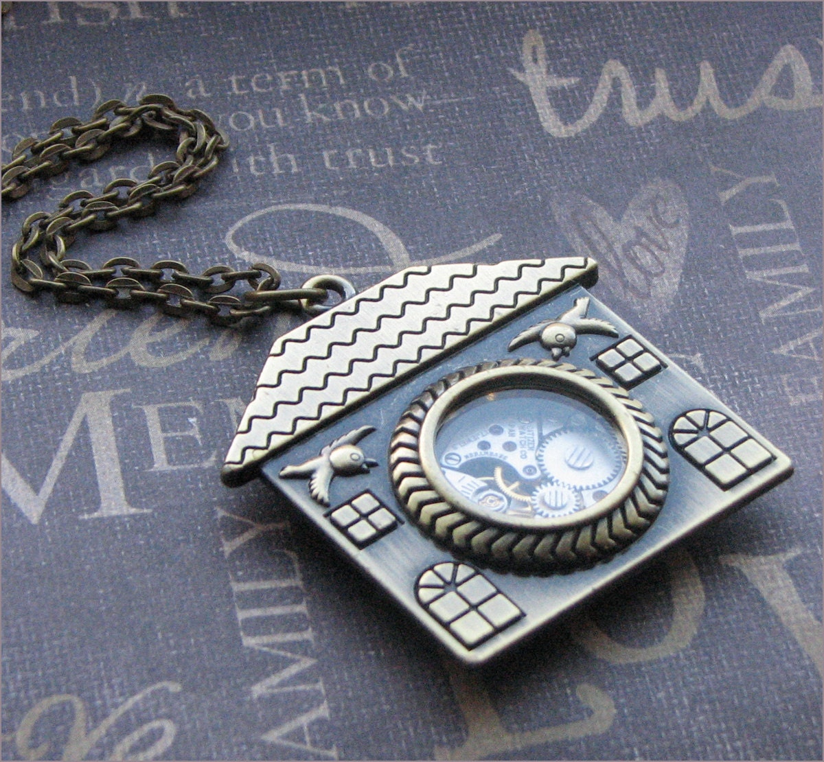 Steampunk Birdhouse Necklace - Enchanted Mechanical Birdhouse - Jewelry by TheEnchantedLocket - STEAMPUNK Birthday Teacher Christmas Gift
