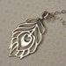 Small Peacock Feather Silhouette Necklace, Sterling Silver Pendant, Small Charm Jewelry, Bird Feather Fashion