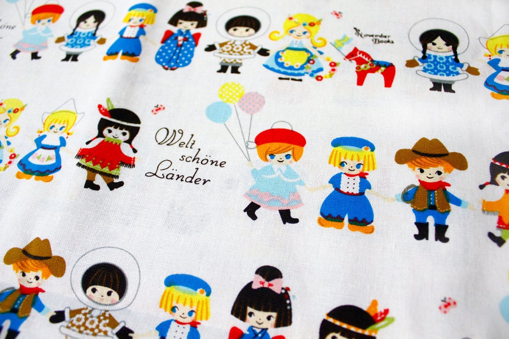 Cotton Linen Fabric Children of the World - One Fat Quarter on Etsy