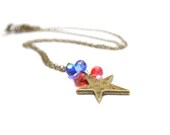 Star Necklace Pendant, Red White Blue, Fourth of July American Celebration Labor Day Memorial Day Patriotic