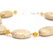 Cream Bracelet, Khaki Coffee Tan Speckles Cream Puffed Ovals, Golden Elegant Snow, Sparkle Gift For Her Under 20