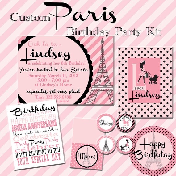 Custom Paris Party Printable Kit Il_570xn