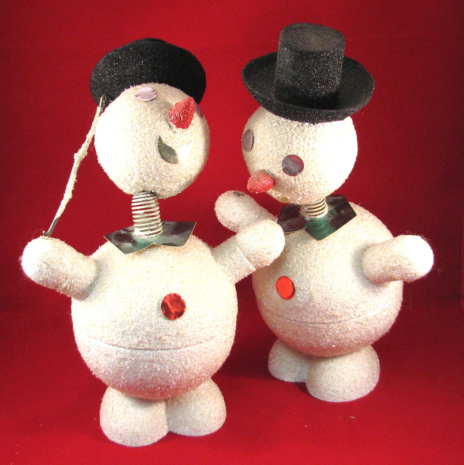 Vintage Bobble Head Snowmen Candy Containers - VintageCreekside