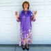 1960s Maxi House Dress Violet floral Graphic Print Trapeze Dress Hawaiian Dress