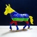 Horse / Kitsch figurine / Home decor / Altered plastic toy / Neon yellow / green / red / gold  / animal art / colorful