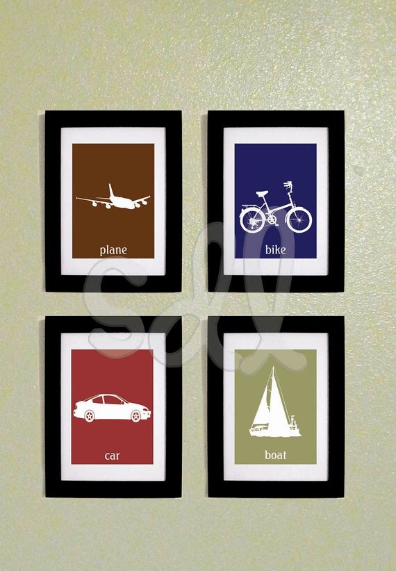 PRINTABLE PDF Set of Four Transportation Prints 8x10 Il_570xn