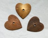 4 Vintage Brass Hearts // 1950s