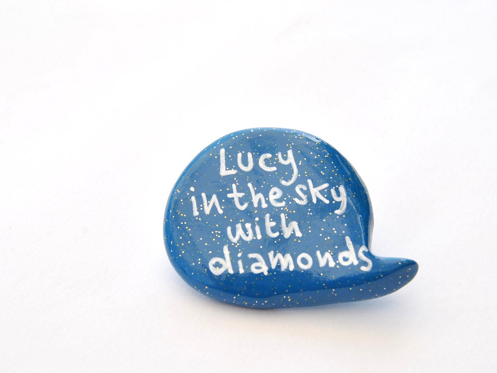 Brooch polymer clay pin sparkling monaco blue pin