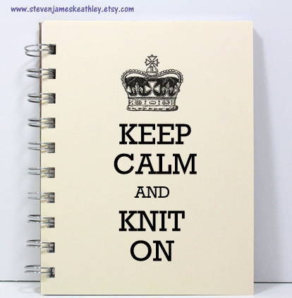 Knitting Journal Notebook Diary Sketch Book - Keep Calm & Knit On - Ivory