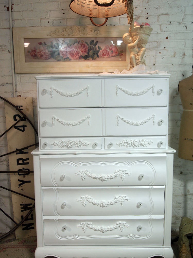 Painted Cottage Chic Shabby White French Dresser CH381