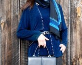 Sheer Blue and Black Scarf