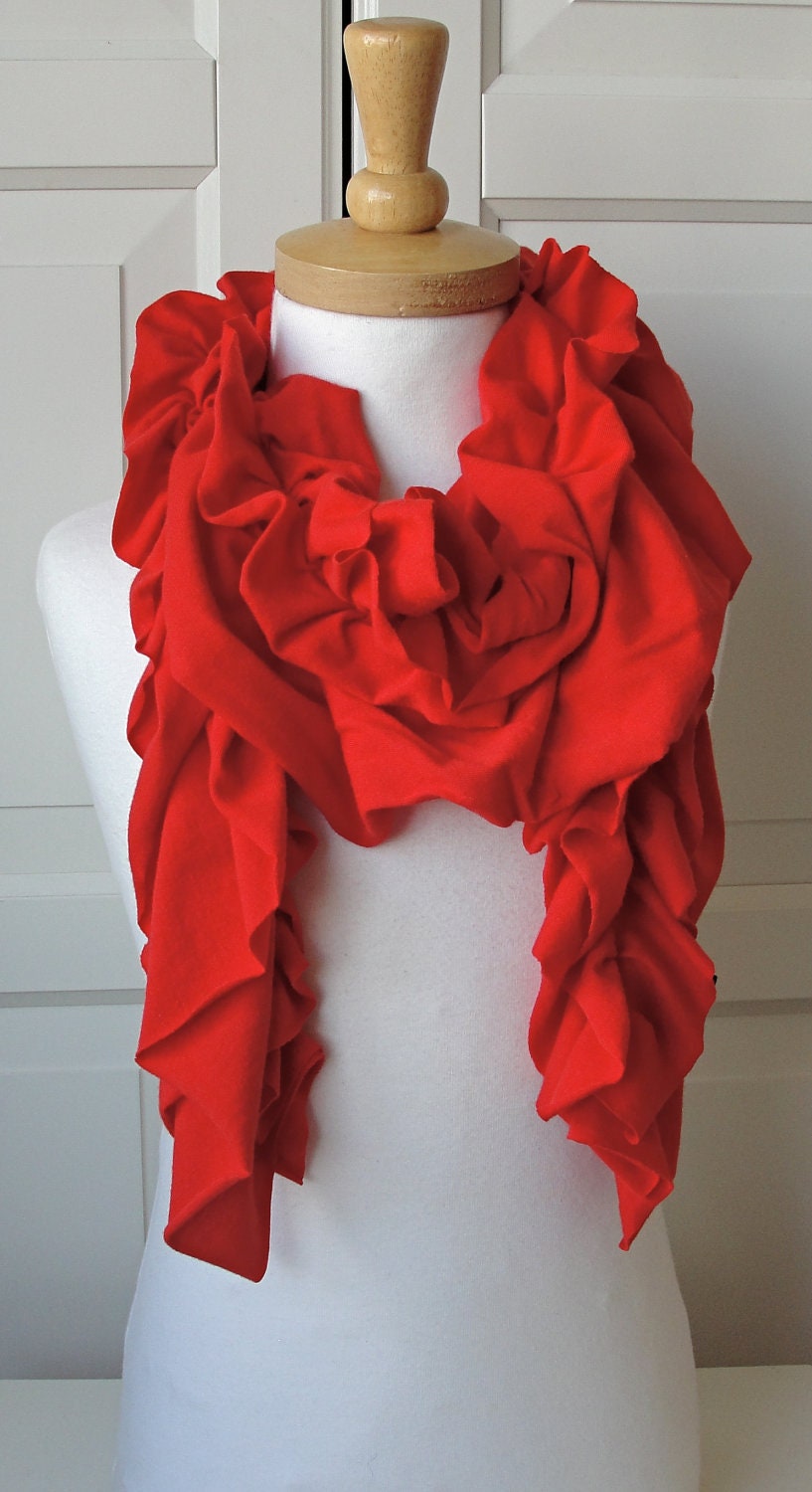 SALE - Mini RUFFLE scarf in POPPY red by Fairytale13