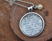 Vintage Dictionary Word Necklace Pendant JUNK
