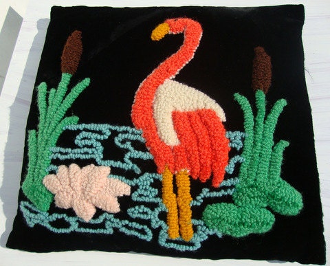 Vintage 50s/60s Kitsch Retro Velvet and Satin Pillow