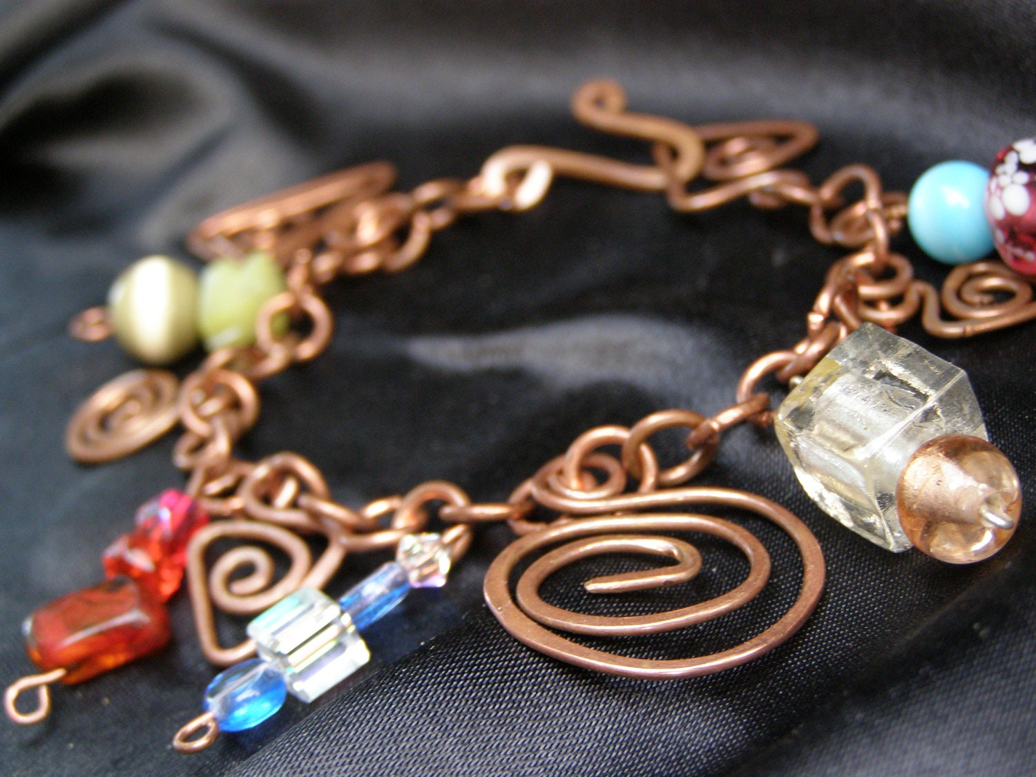 Eco jewelry Copper Wire Colorful Handmade Charm Bracelet