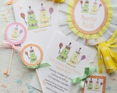 Monster Mash Boy and Girl invitations, cards, cupcake flags, gift tags