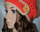 Custom Crochet Women,Teen  Button Chunky Hat