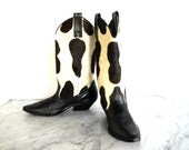 Circle S Brand Cowgirl Boots // Black and White Hair On (7 M)