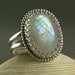 Sterling Silver Moonstone Ring, Natural Rainbow Stone, Hanmdade Custom Jewelry-Custom Order for Jenifa