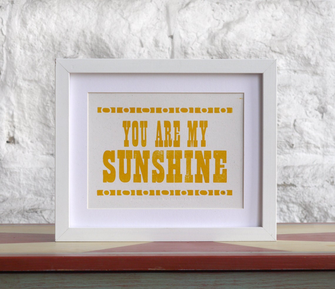 Yellow You Are My Sunshine Card you frame or small print 8x6