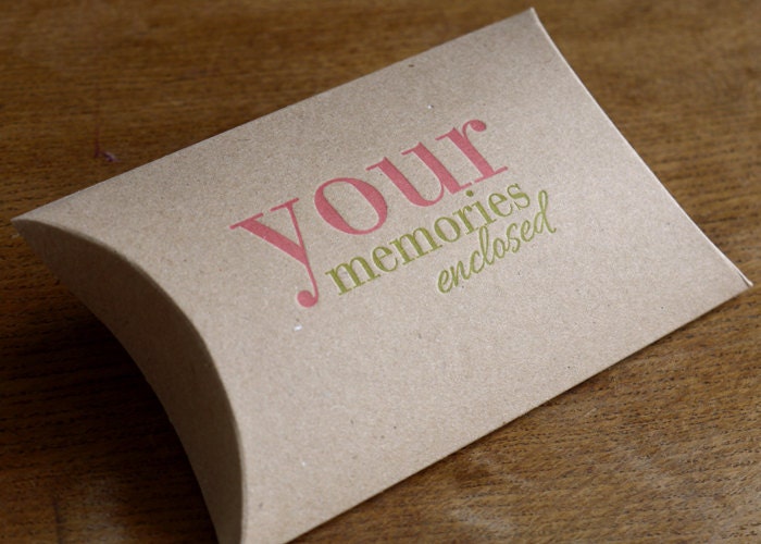 Custom printed x 50 Letterpress Large Pillow Boxes in Kraft or White