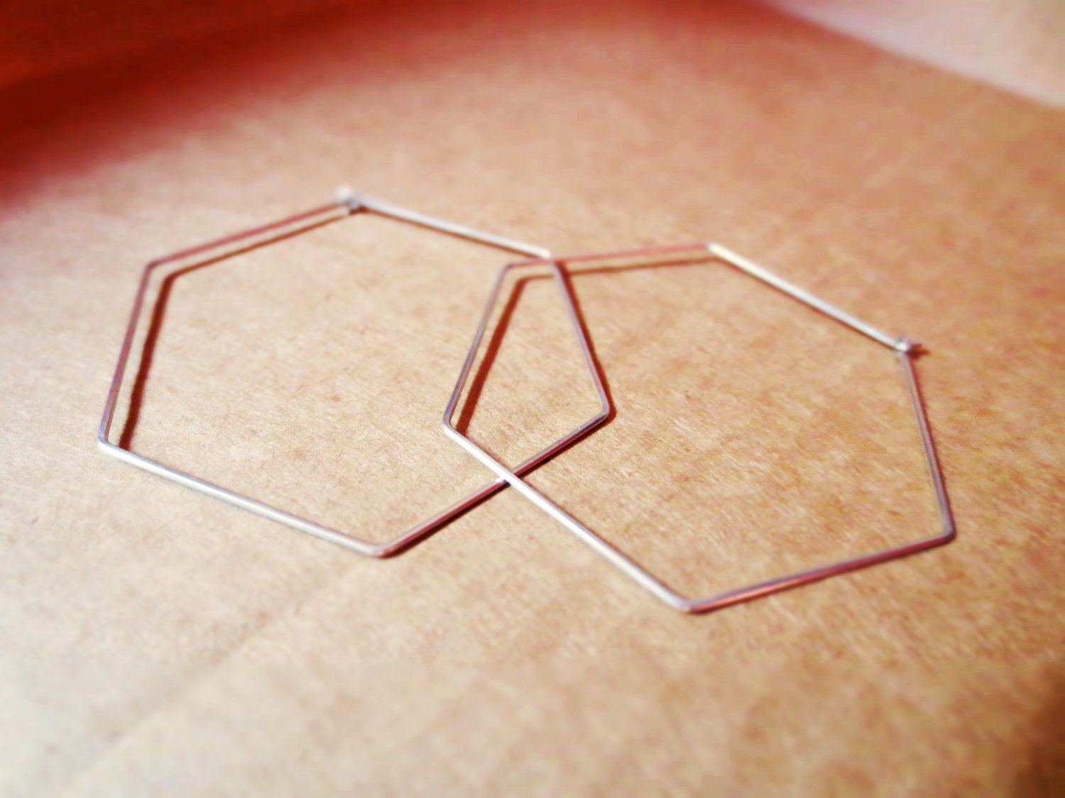Silver Hexagonal Earrings