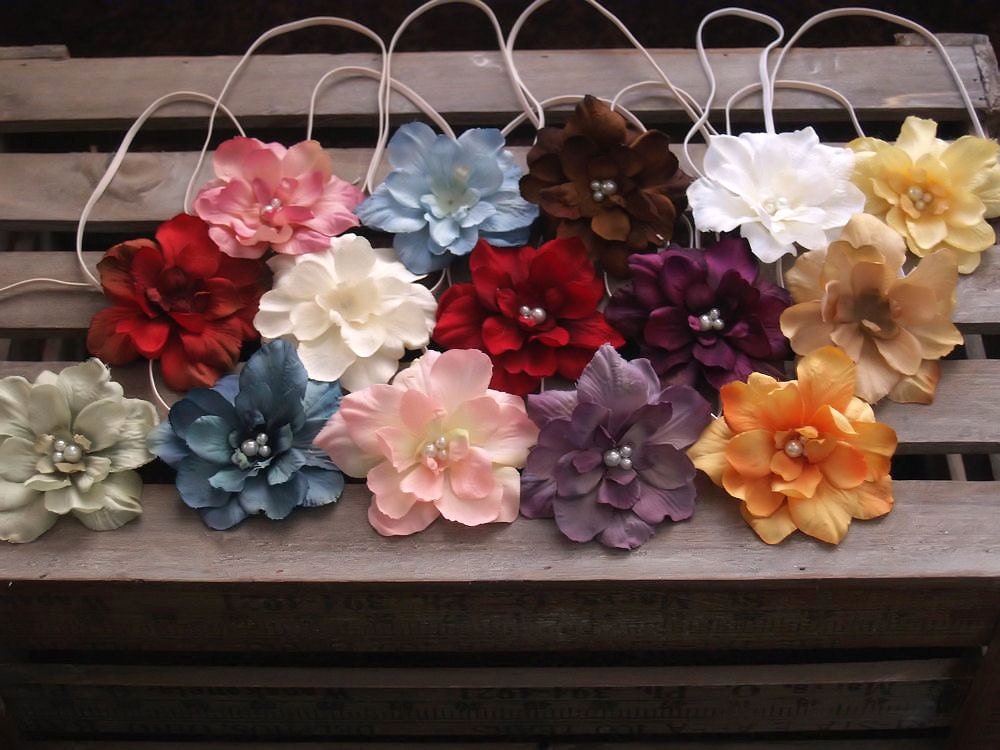 Photographer Starter Package 15 Flower Headbands with Pearls on Skinny Elastic