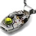 Steampunk Necklace, Grassy Olivine Crystal & Vintage Watch Movement - Long Chain Necklace