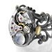 Steampunk Ring, Palest Lavender Blue Chalcedony & Vintage Watch Movement - Adjustable Ring