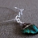 Peacock Feather Bangle. Sterling Silver Elegant Bracelet. Wave Shaped Bangle with dangle