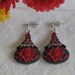 Floral Earrings, Red Earrings, Red, Rose, Silver, Vintage Inspired, OOAK, Earrings, Black Earrings, Flower