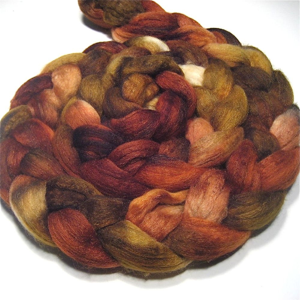 Merino & tussah silk roving 4.3 oz Sandstone