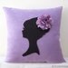 Elegant Cameo Romantic Purple And Black Pillow Cover. Pretty Rosette Headpiece. Girls Room Decor