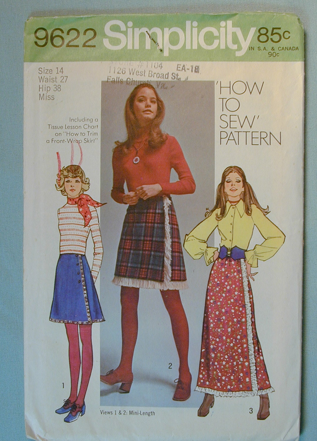 Vintage 1971 Simplicity Front Wrap Short or Maxi Long  Pattern Size 14 Miss Womens  9622 How to Sew