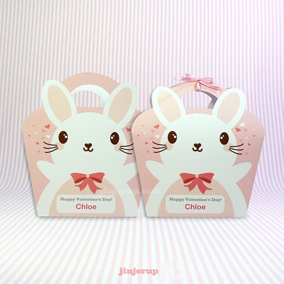 Kawaii Bunny Giftbag Cute Valentine's Day Easter Love Birthday Party Treat basket Bunny Bag Packaging Editable Printable PDF