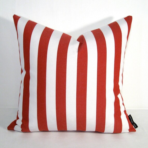Red White Striped Pillow Cover Outdoor Indoor by Mazizmuse