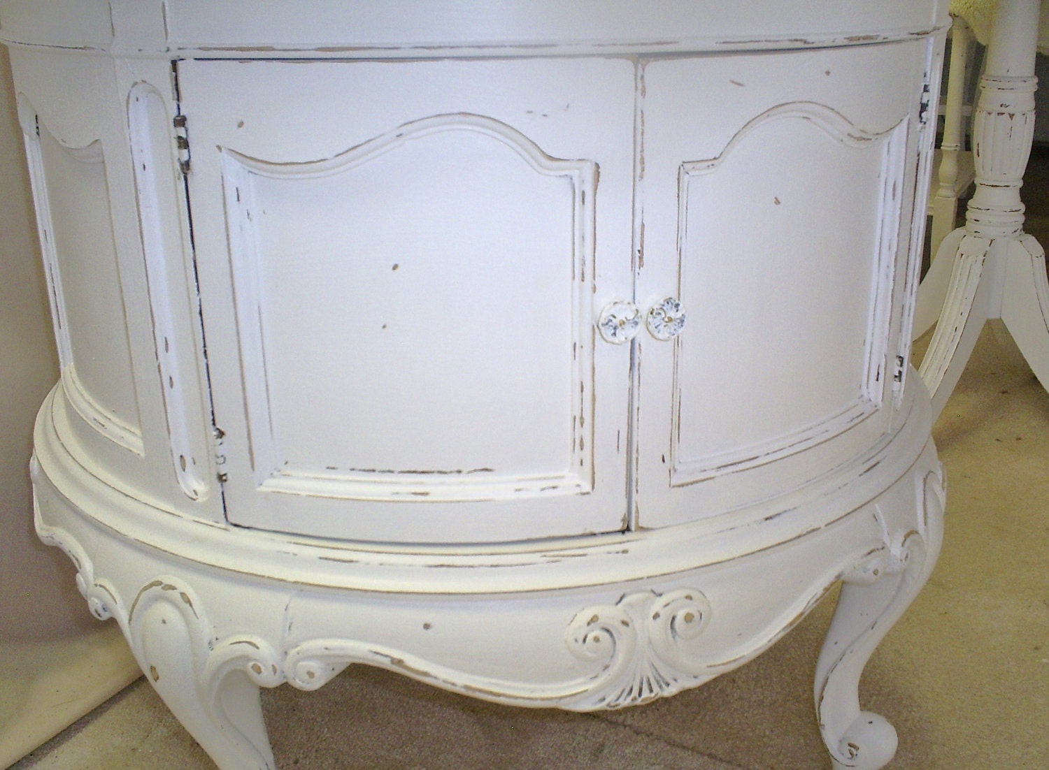 Shabby chic table   white distressed