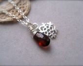 Garnet Snowflake Pendant- Holiday Jewelry, Sparkel Jewelry, gift for her