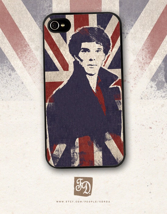 Iphone 4 / 4s hard or rubber case SHERLOCK Holmes ,  Union Jack