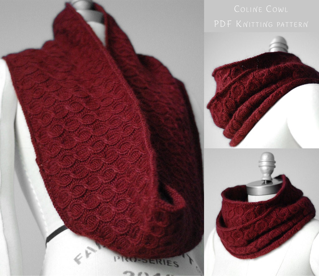 Infinity Loop Knitting Patterns - Coline Cowl Snood Neckwarmer - PDF electronic delivery - Original design