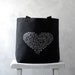 LOVE Languages Tote Bag - Silver on Black - Canvas Bag - Carryall Tote - Valentines Day