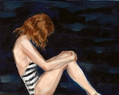 Dark Seas . poster sized wall art print of original acrylic figure painting