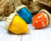 Acorn ornament Housewares decoration Acorn in colors - Christmas tree ornament decoration- Colorful ceramic acorn ornament