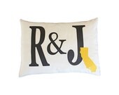As Seen In Us Weekly. custom initial pillow with state applique. any colors or fonts.