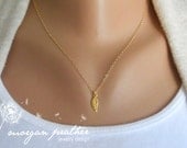 Single TIny Leaf Necklace in Gold - Little Leaf Pendants on Gold Filled Chain - Cute Gift - morganprather
