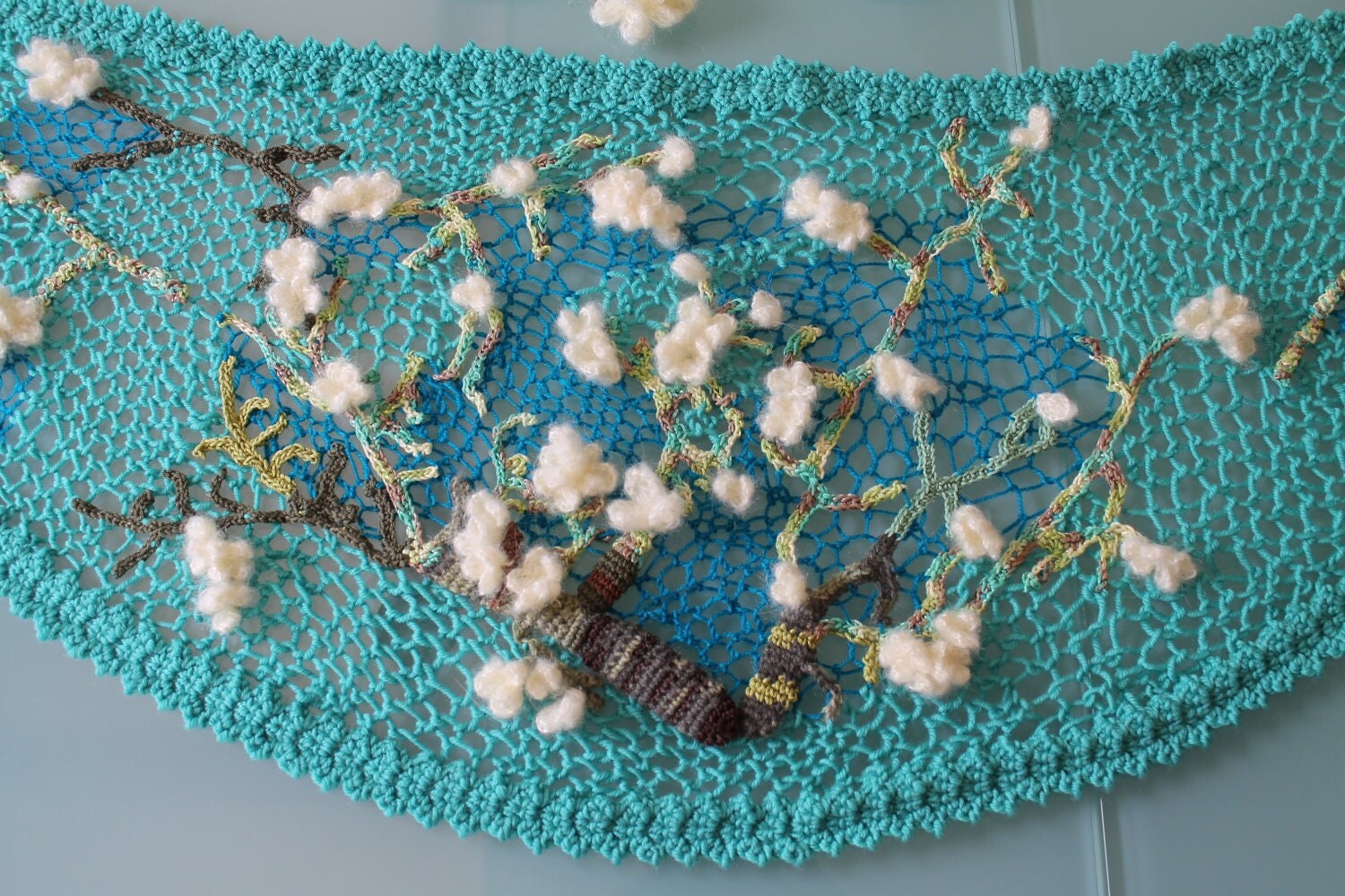 Almond Blossom - Wearable Fiber Art - OOAK