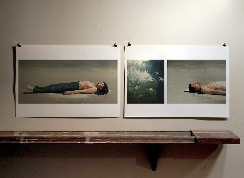 The Other Field Triptych digital art prints of oil paintings